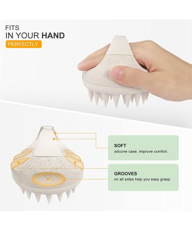 AIMIKE Soft Silicone Hair Scalp Massager Brush - Exfoliating Dandruff Scrubber for Thick Curly Hair - Beige Shampoo Brush for Men, Women, Kids - Buy Online on GoSupps.com