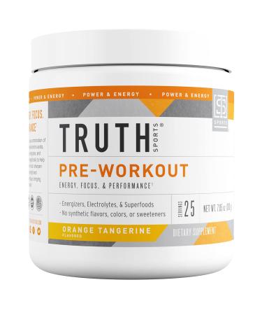 Truth Nutrition Natural Pre Workout Powder - Clean Pre Workout for Men Keto - Pre Workout Women Plant Based Vegan Preworkout Powder - Natural Preworkout for Women and Men (Orange Tangerine)