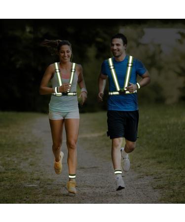 Sawnzc 2Pack High Visible Reflective Running Vest Set for Safety | Adjustable Gear for Night Outdoor Running, Cycling, Motorcycle, Dog Walk, Jogging - Green-Orange - Buy Online on GoSupps.com