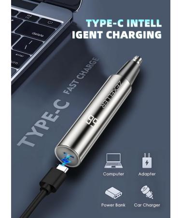 Professional Ear and Nose Hair Trimmer with LED Display | Painless USB Rechargeable IPX7 Waterproof | Dual Edge Blades for Men & Women - Buy Online on GoSupps.com