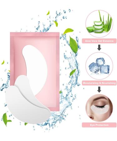 50 Pairs URAQT Eye Gel Pads: Lint Free Eyelash Extension Patches with 10 Brushes - Premium Pink Eyelash Pads for Pro Salon and Individual Use - Buy Online on GoSupps.com