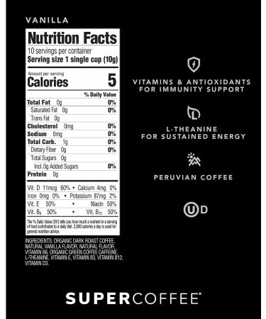 KITU Super Coffee Pods Vanilla - Keto-Friendly, 2x Caffeine, Vitamins & Antioxidants, 32 Count Compatible with Keurig 2.0 - Buy Online on GoSupps.com