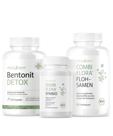 Simple Clean - 4 -week -intestine - intestinal cleaning in capsule form - gentle and effective - with Bentonit Detox Combi Flora Symbio and Bio -Flea seed shells