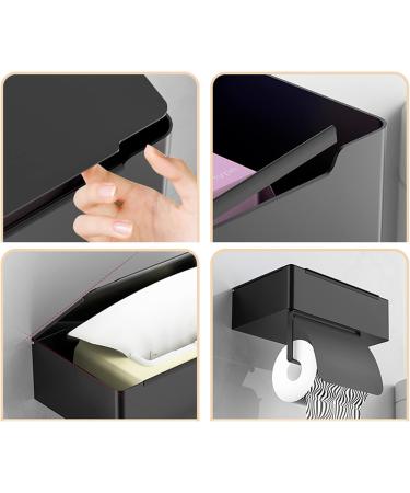 2 Toilet Paper and Wipes Holder | Stainless Steel Polished Modern Roll Tissue Holder | Flushable Wet Wipe Dispenser for Washroom Kitchen Riastvy 2 Pcs Black - Buy Online on GoSupps.com