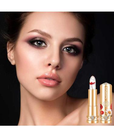  geugecy Crystal Jelly Lipstick Crystal Flower Lipsticks Non-Sticky Jelly Beauty Lipstick Temperature Changing Flower Color Lipstick - Buy Online on GoSupps.com