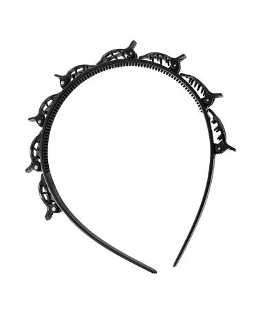 Twist And Clip Headband Fashion Twist And Clip Headband - Professional Toothed Headband Braid Tool For Effortless Styling And Secure Hold For Women Girls Black