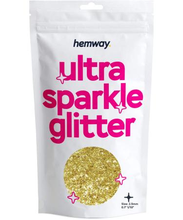 Hemway Ultra Sparkle Glitter - 1/10 0.1 2.5mm - Four Sided Star Shaped Glitter Festive for Decoration  Scrapbook  Arts  Craft  Design  Nail  Cosmetic - Gold - 50g Four Point Star - Gold