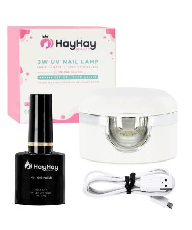 HayHay 3W UV Light for Nails  Anticlockwise 180-Degree Rotation with Single and Three Finger Capability  UV Nail Lamp  Timing is 30/60s  Portable Manicure Gel lamp  Includes Mini Gel Polish White