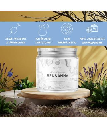 Ben & Anna Fluoride-Free Natural Toothpaste - Activated Carbon Whitening Vegan Mint Eco-Friendly Glass - 100ml Pack - Buy Online on GoSupps.com