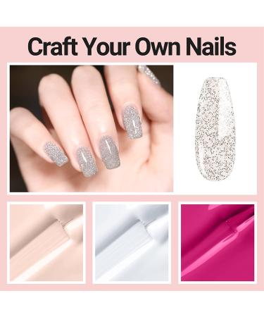 Hot Pink MelodySusie Gel Nail Polish Set - White Nude Glitter - 4 Colors 0.27 oz - Gift for Women Girls - Buy Online on GoSupps.com