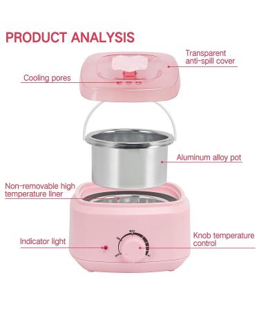 Portable Professional Wax Warmer for Hair Removal - 500ML Pink Waxing Kit for Women Home Use - Buy Online on GoSupps.com