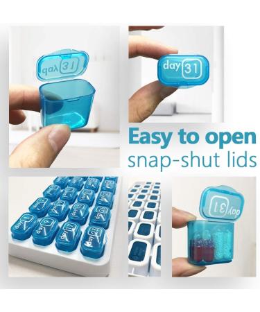 31 Day Monthly Pill Organizer - Portable Medicine Case for Vitamins Supplements & Fish Oils - Buy Online on GoSupps.com