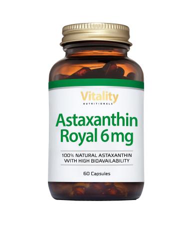 Astaxanthin royal 6mg capsules with oxidation protection high dose i haematococcus pluvialis micro algae i beta carotene immune system antioxidant vitamin e i vitality nutritionals by vitaminexpress