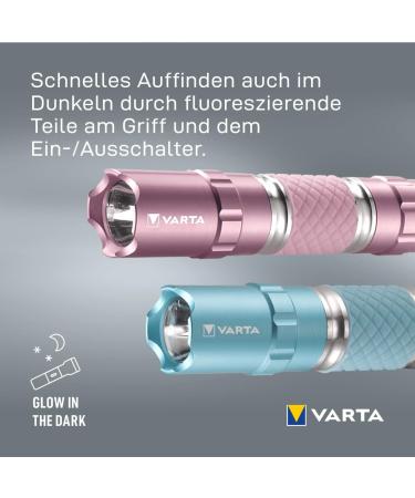 Varta LED Flashlight with AA Battery - Turquoise Pocket Lamp Aluminum Housing Easy Grip Perfect for Dark Environments - Buy Online on GoSupps.com