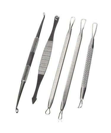 5 Pieces Blackheads Remover Dermatologist Grade Kit Extractor Tool Set Treats Pimples Facial Acne Comedones