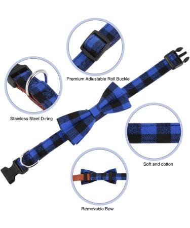 Asvin Personalized Velvety Dog Collar - Adjustable & Removable for Small Medium Large Dogs (L Deep Blue) - International Shipping Available - Buy Online on GoSupps.com