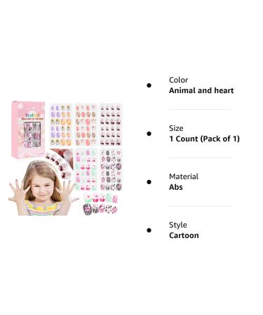 DouborQ 120 pcs 5 Pack Little Girls Pre-glue Press on Nail Tips - Cute Cartoon Design Fake Nails for Kids Gift - Buy Online on GoSupps.com