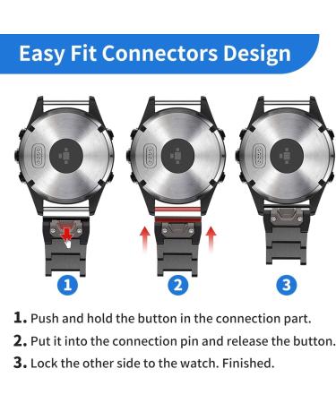 Pencoda for Garmin Fenix 7X/6X/5X Plus Band  26mm Titanium Metal Quick Release Easy Fit Watch Bands with Double Button Clasp for Garmin Fenix 7X/6X Pro/5X/5X Plus Smartwatch (Black) - Buy Online on GoSupps.com