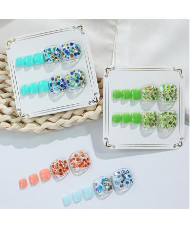 AJTUTUS French Tips Press on Toenails Fashionable Short Square Toe Stick on Colorful False Toe s for Women and Girls - Buy Online on GoSupps.com