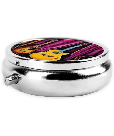 Buy Guitar Collection Mini Round Pill Box - 3 Compartment Travel Organizer for Home & Office - Portable Medicine Case - Buy Online on GoSupps.com