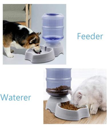 Zcaukya Automatic Cat Feeder & Water Dispenser Set - 1 Gal x 2 Gravity Dog Water Fountain & Pet Food Feeder (Grey) - Buy Online on GoSupps.com