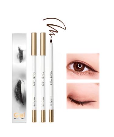 Non-smudging Waterproof Long-lasting Eyeliner Pencil Quick Drying Long Lasting Waterproof and Sweat Proof Eyeliner Extra Fine Eyeliner with Sharpener (01#Natural Brown*2)