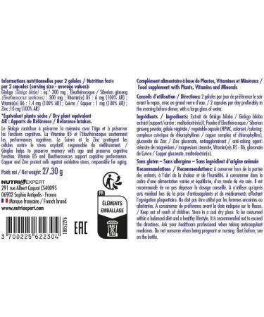 NUTRIEXPERT Cervotonus - Ginkgo Vitamin B Copper Zinc - Memory & Concentration - Support Cognitive Performance - Pack of 2 - Buy Online on GoSupps.com