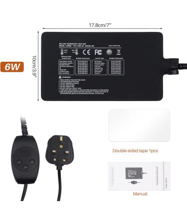 Reptile Heat Pad 6W Under Tank Terrarium Warmer Heating Mat and Digital Thermostat Controller for Turtles Lizards Frogs and Other Small Animals Multi Sizes - Buy Online on GoSupps.com