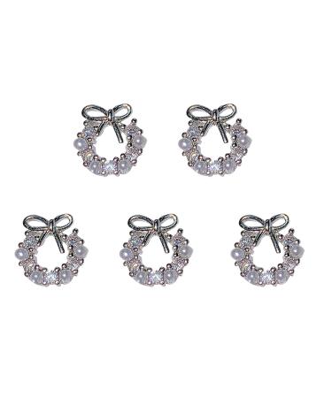 FEIlei Crown Nail Art Charms Zircon Nail Rhinestones Alloy Butterfly-Nail Crystal-Pearl