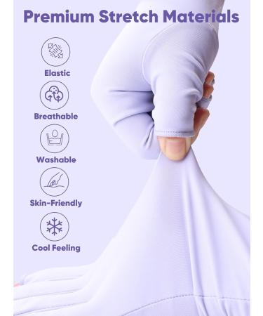 Premium UV Protection Gel Manicure Gloves - Fingerless Anti UV Gloves for Nail Lamp & Skin Care - Light Purple - Buy Online on GoSupps.com