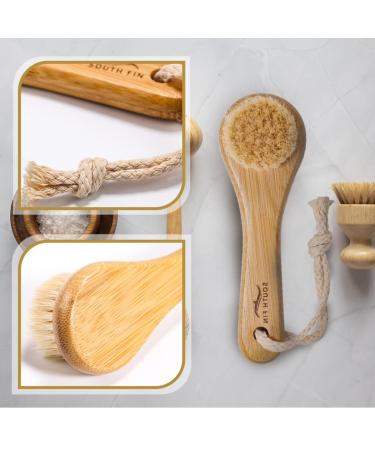 Natural Bristles Facial Cleansing Brush - Exfoliate & Eliminate Blackheads | Wooden Brush with Hanging Rope - Buy Online on GoSupps.com