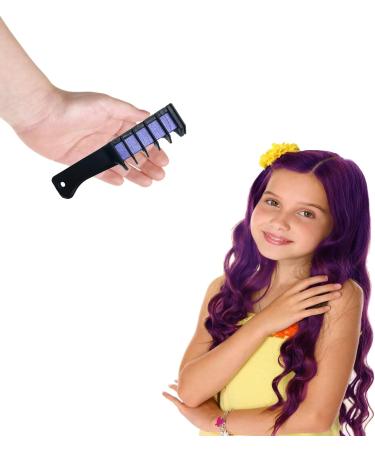 Temporary Hair Chalk Combs for Girls - Washable 6 Colors Kids Chalk, Ideal for Ages 4-10 - Perfect Gift for Birthday, Cosplay, Christmas Parties - Purple - Buy Online on GoSupps.com