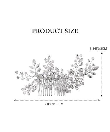 Jeairts Rhinestone Wedding Hair Comb - Leaf Bridal Headpiece with Glitter Crystal Accents (A-Silver) - Buy Online on GoSupps.com