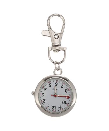 TEHAUX Nurse Pocket Watch, Doctor Brooch Fob Watch Quartz Watch Keychain Casual Simple Clip Watch Hanging Medical Paramedic Medical Pocket Watch (Silver)