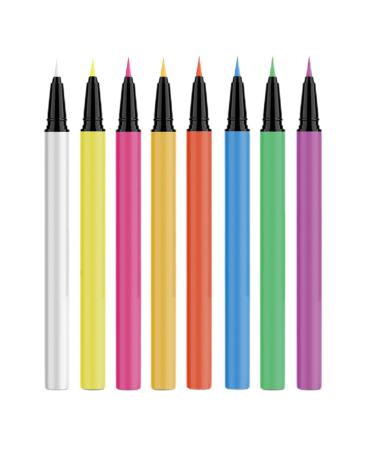 Huyeruie Liquid Eyeliner - Colored Eyeliner with Glitter | UV Neon Liquid Eyeliner Set | Graphic Pigmented Glitter Cases | 8-Color Neon Liquid Eyeliner Pen | Makeup Supplies
