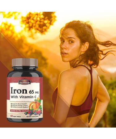 Elixeed Iron Tablets 65mg for Women & Men - Gentle & Well-Absorbed Blood Health Support - Vegan-Friendly - 60 Tablets - Buy Online on GoSupps.com