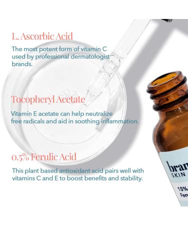 Brandefy 15% Vitamin C Serum with Ferulic Acid & Vitamin E | Dark Spot Corrector & Anti Aging | 1oz Made in USA - Buy Online on GoSupps.com