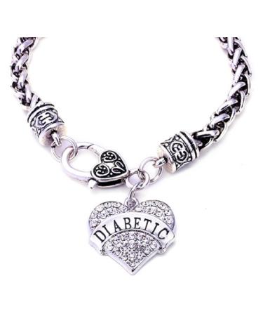 JGFinds Diabetic Awareness Alert Charm Women's Jewelry Bracelet  7.5 Inch Silver Tone with Medical Love Heart Stating Diabetic  Lead and Nickel Free Bracelet - Buy Online on GoSupps.com