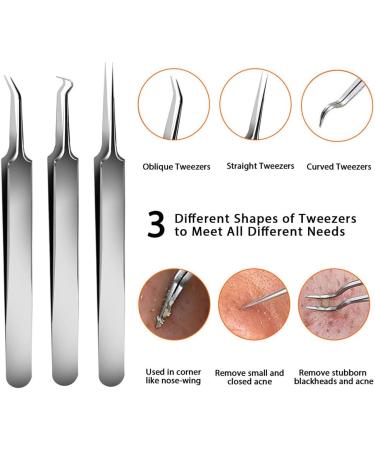 10Pcs Blackhead Remover Pimple Popper Tool Kit - Professional Acne Extractor for Nose & Face - Buy Online on GoSupps.com