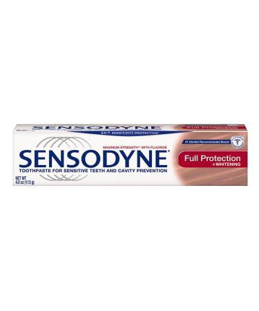 Sensodyne Full Protection Teeth Whitening Sensitive Toothpaste Cavity Prevention and Sensitive Teeth Treatment - 4 Ounces