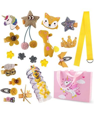 Hair clips set girls NALCY hair clips set hair accessories hair clips set 24 pieces hair clip with box for baby girls yellow