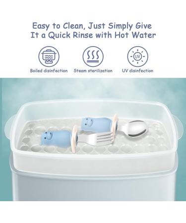 Vicloon Baby Fork and Spoon Set - 2PCS Silicone Stainless Steel Cutlery for Children | Ergonomic Design for Self-Feeding | Short Handle Training Tableware (Hippo) - Buy Online on GoSupps.com