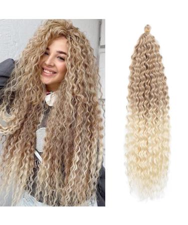 Deep Twist Crochet Hair Waterwell Twist Hair bundle synthetic curly braided hairstyle hair extension ombre kinky curl braided hair part 22 inch 3 packs 22inch 27/613#