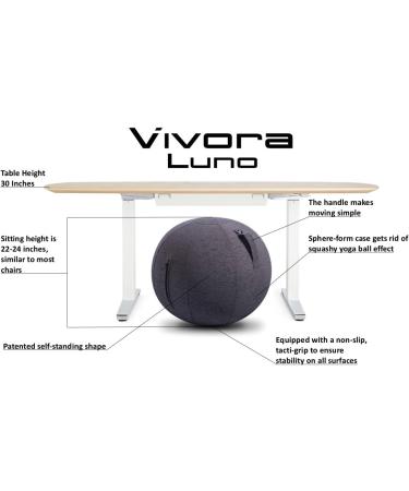 Vivora Luno Exercise Ball Chair  Chenille for Home Offices  Balance Training  Yoga Ball Max Charcoal - Buy Online on GoSupps.com