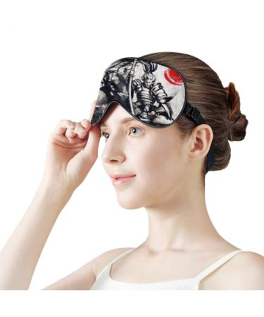 Japanese Samurai Soft Sleep Mask for Women | Ink Style Blackout Eye Mask | Breathable Polyester | Adjustable Travel Eye Mask - Buy Online on GoSupps.com