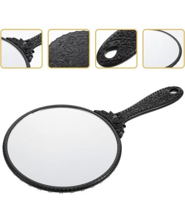 Minkissy Vintage Hand Mirror - Handheld Makeup & Hairdresser Mirror with Handle in Black Round Design for Travel, Home & Salon Vanity - Buy Online on GoSupps.com
