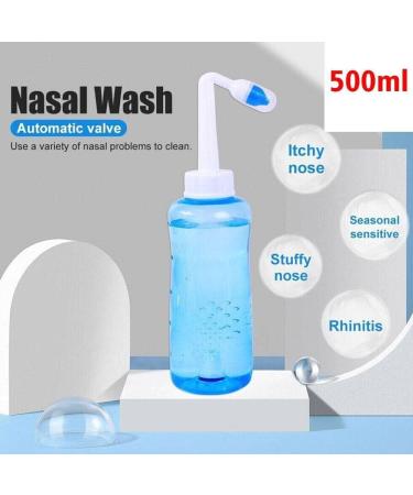 Nose Nasal Wash System Pot Sinus Allergies Relief Rinse 500mL New Blue Equipment Neti Plastic V1A3 Adults Children - Buy Online on GoSupps.com