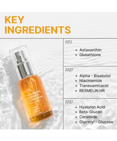 Active Marine Astaxanthin Serum 30ml | Even Skin Tone & Hydration | Vitalizing Anti-Aging Skincare for Radiant Skin - Buy Online on GoSupps.com