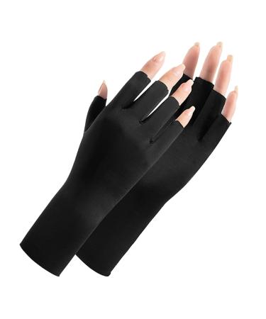 Uv Glove for Gel Manicures Breathable Uv Protection Gloves UPF50+ Fingerless Manicure Gloves for Nail Art Supplies White Black
