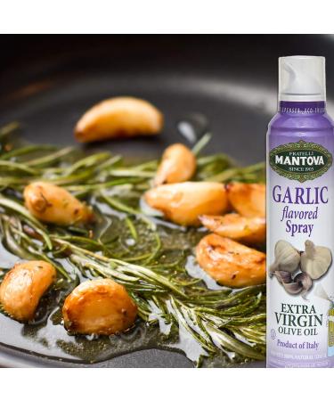 Mantova Garlic Flavored Extra Virgin Olive Oil Spray - 8 oz - Made in Italy - Perfect for Salads, Pasta Sauces, and Grilling - Heart-Healthy Cooking Oil Dispenser Bottle - 100% Natural - Buy Online on GoSupps.com